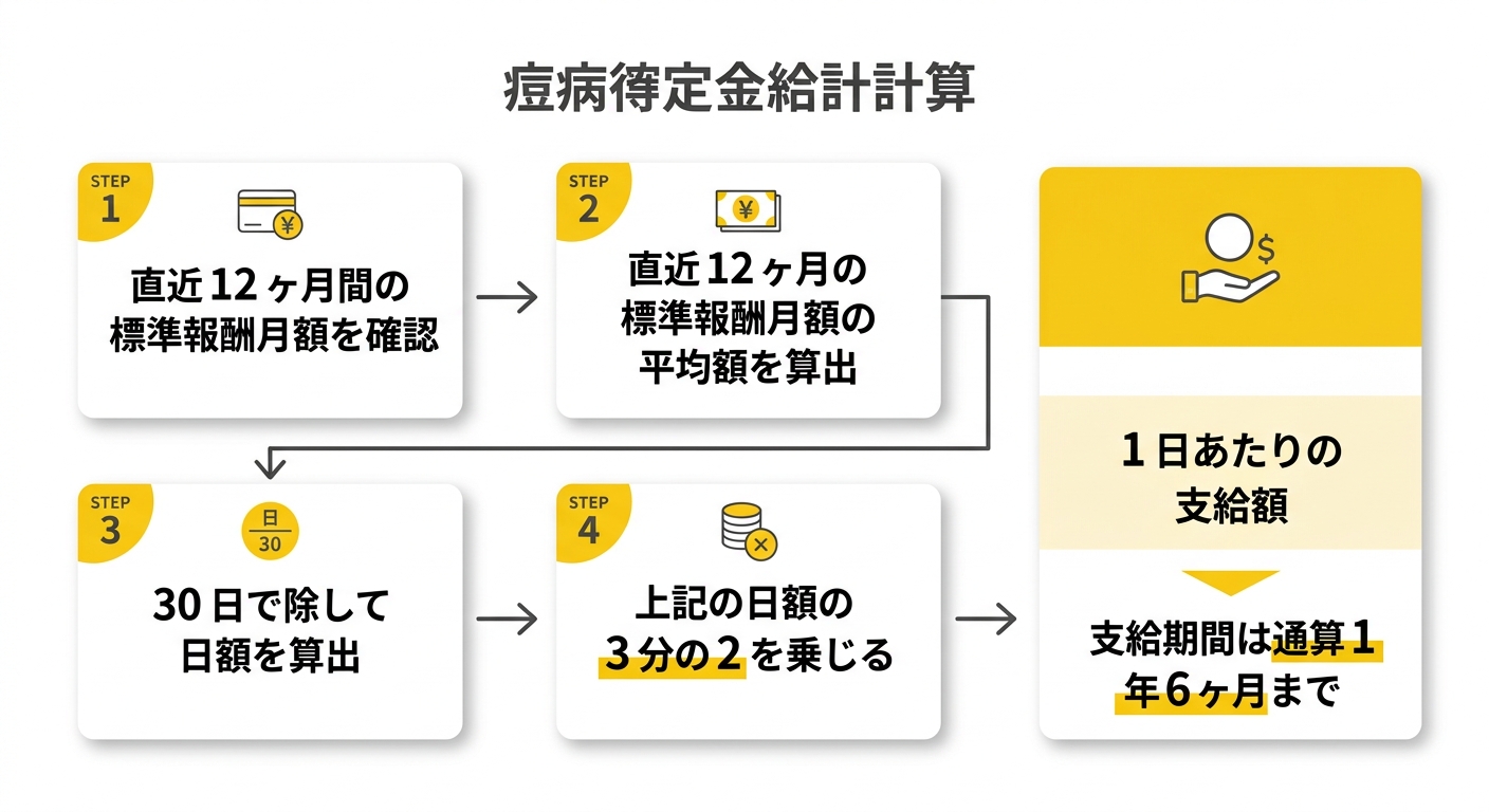 傷病手当金 支給額の計算フロー