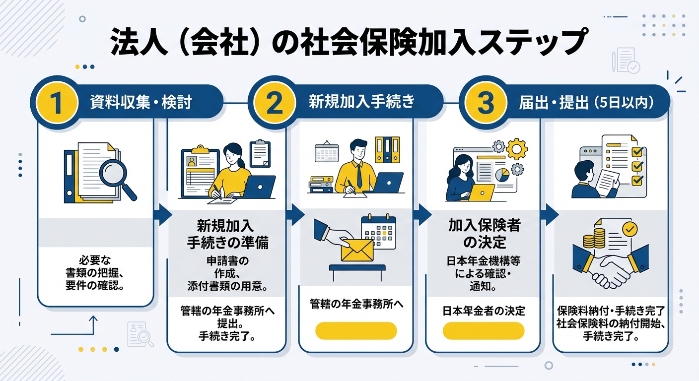 法人成り時の社会保険手続き必要書類と提出フロー