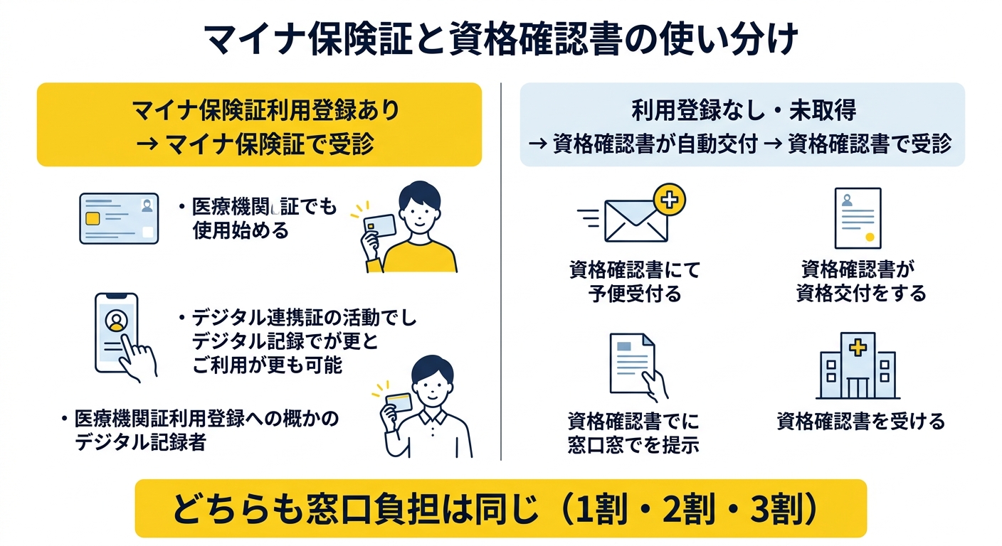 資格確認書の全体像:マイナ保険証と資格確認書の使い分けフロー